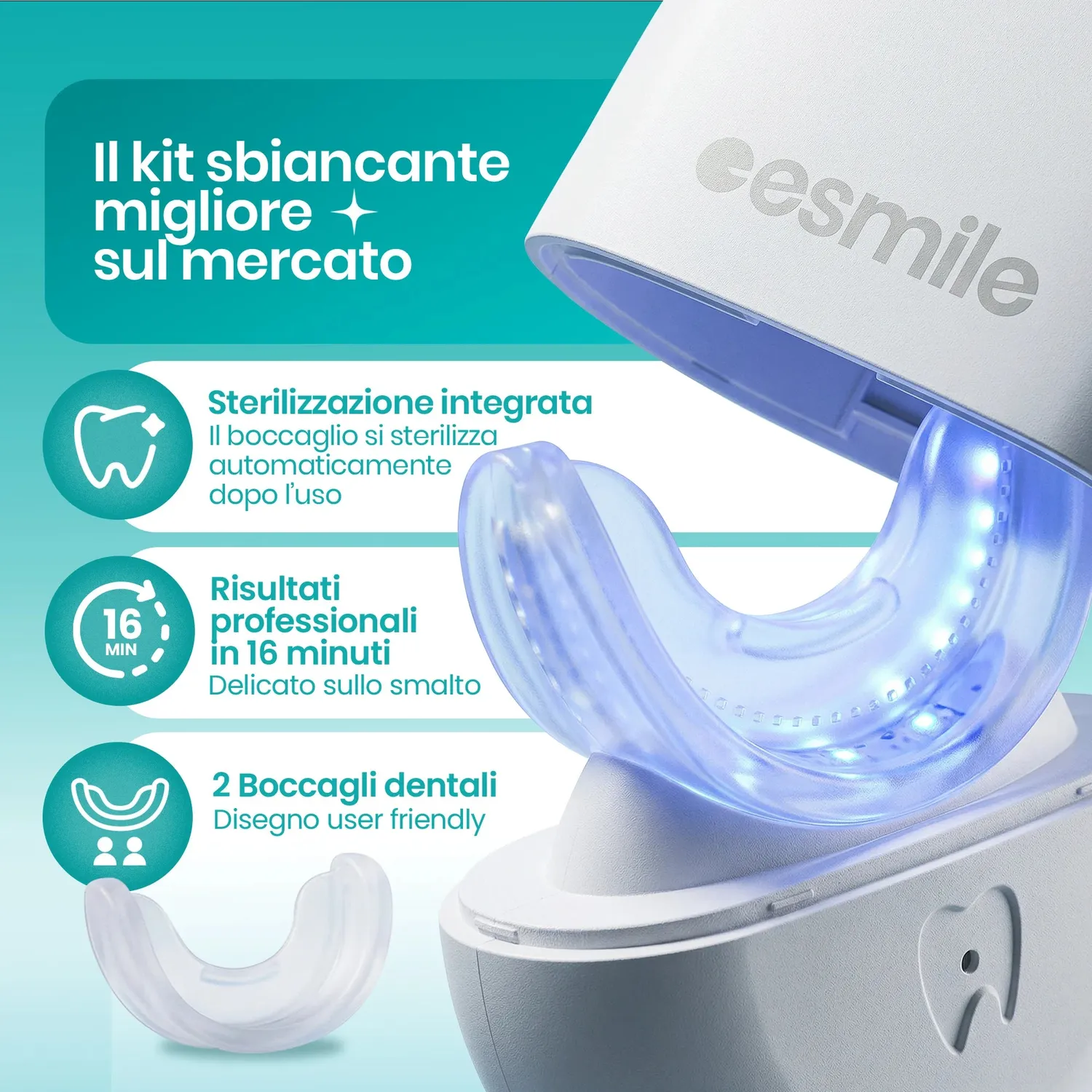 esmile Aura Pro Kit Sbiancante LED 32 Luci PAP senza perossido