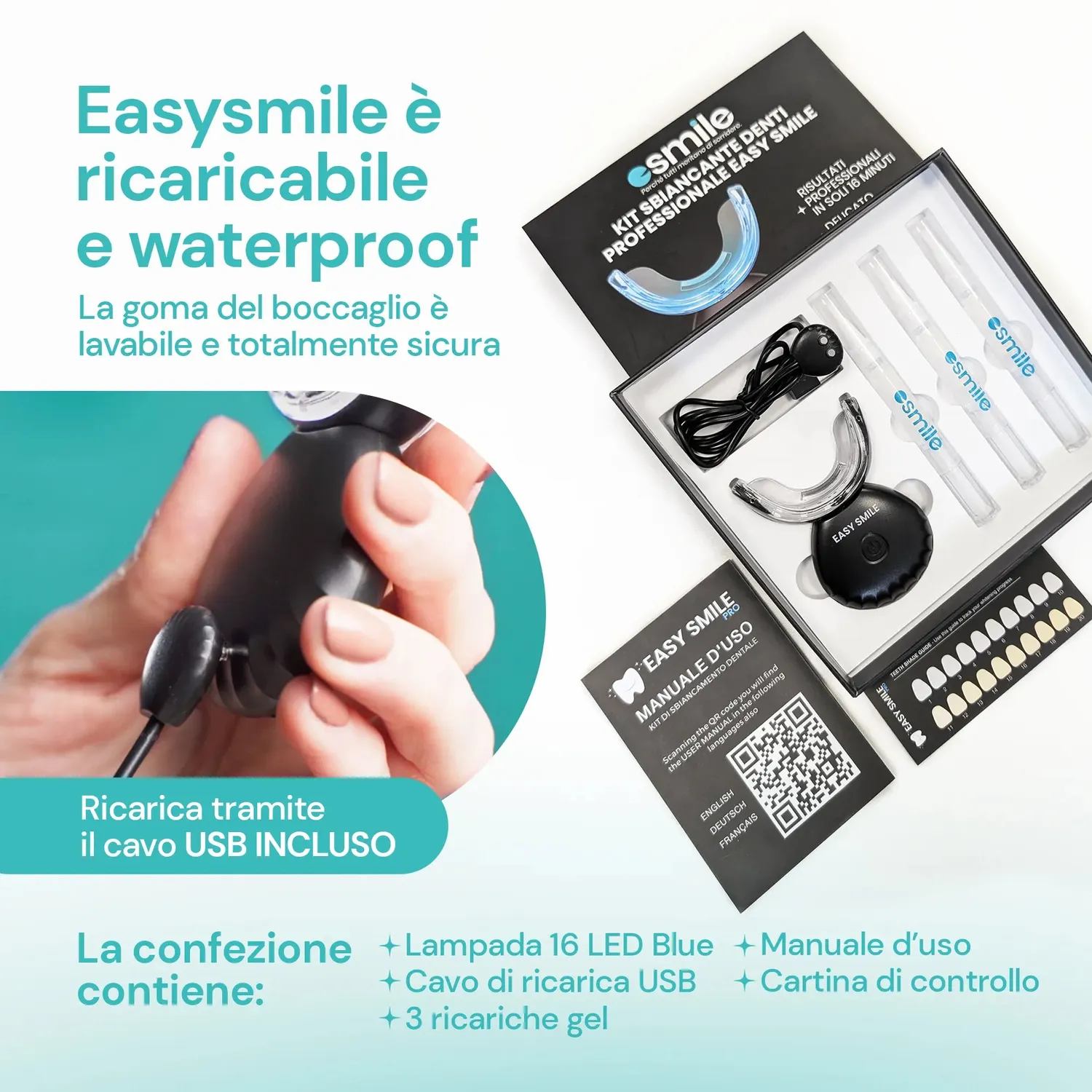 esmile Easy Smile kit sbiancante denti LED senza fili