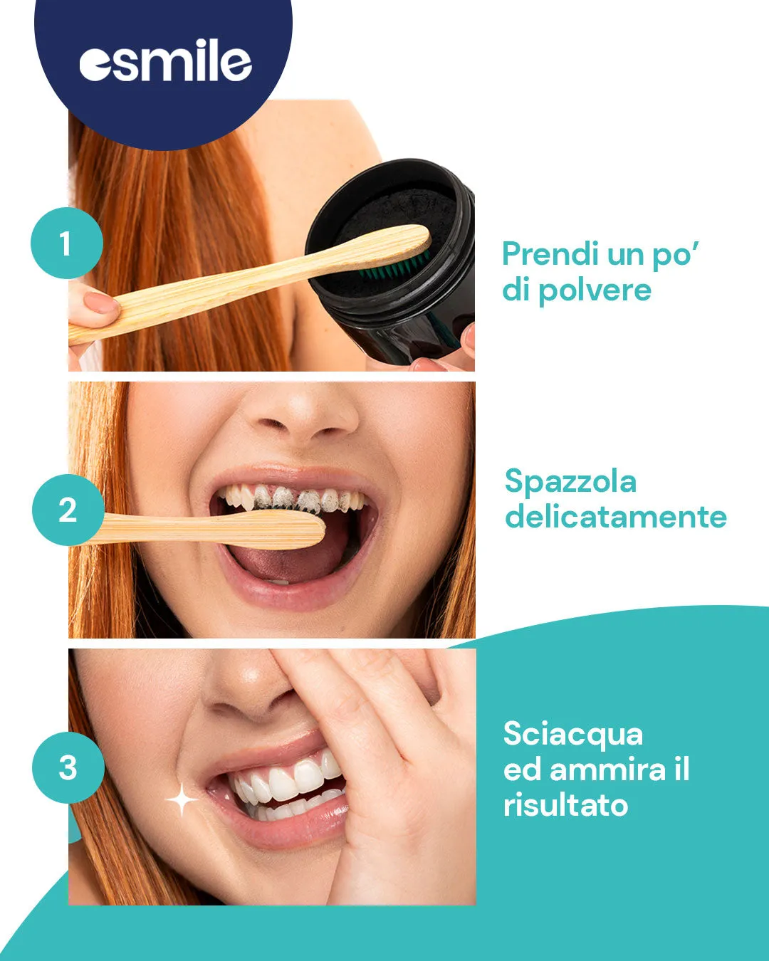 eSmile Carbone Attivo polvere sbiancante 30 g senza perossido