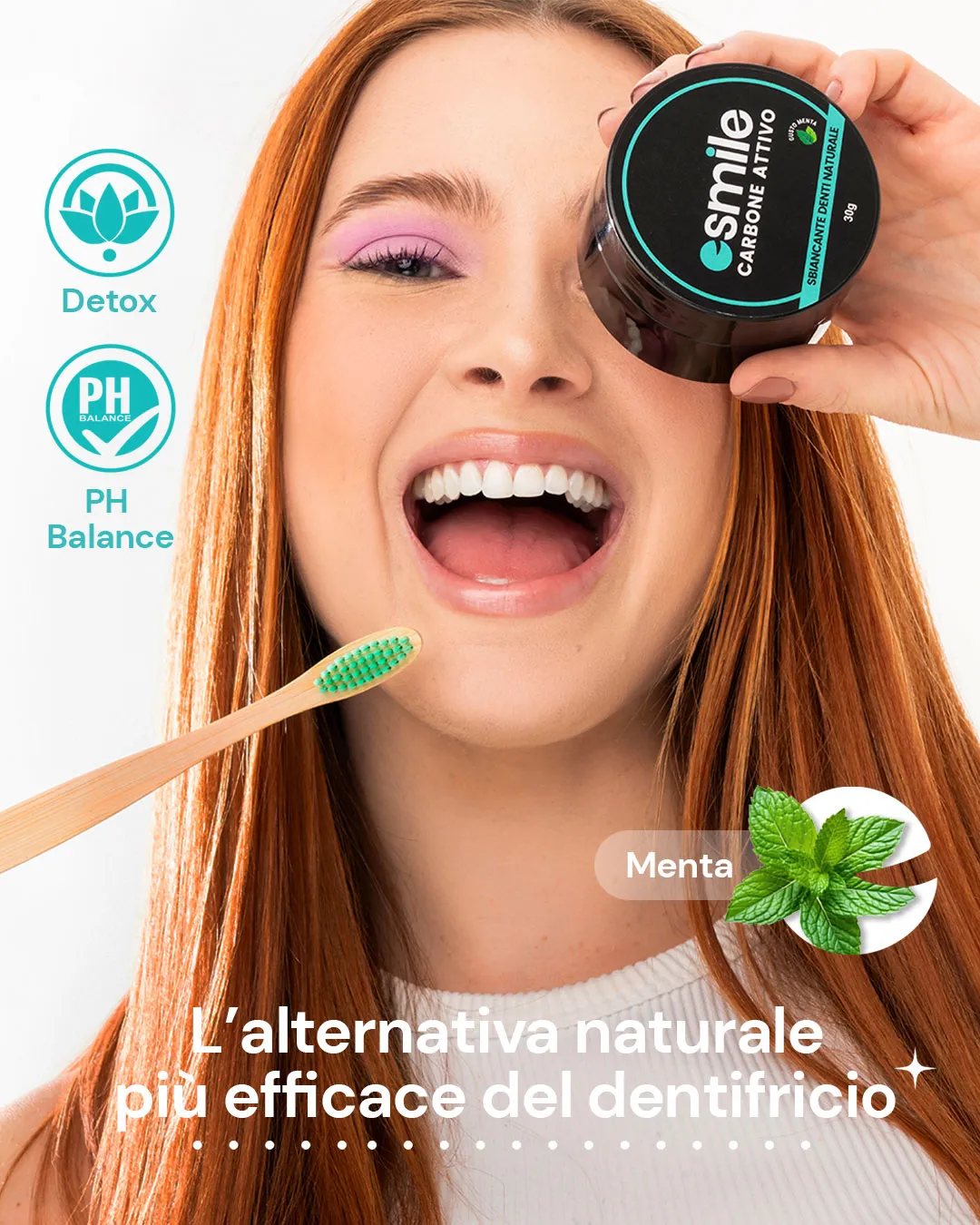 eSmile Carbone Attivo polvere sbiancante 30 g senza perossido