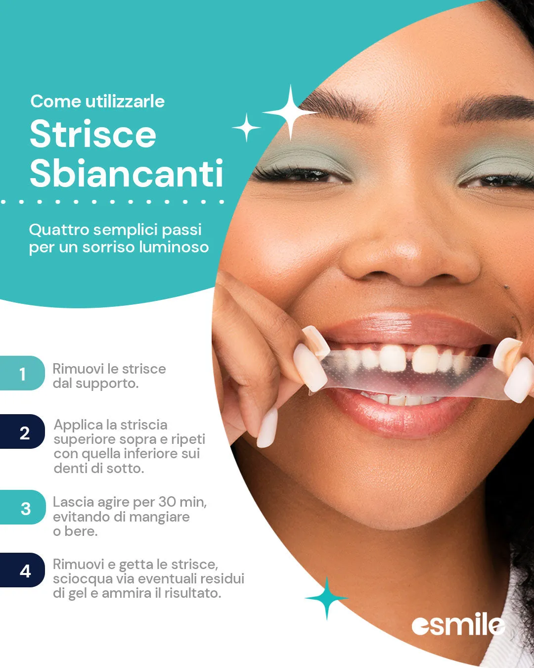 esmile strisce sbiancanti denti PAP 14 menta