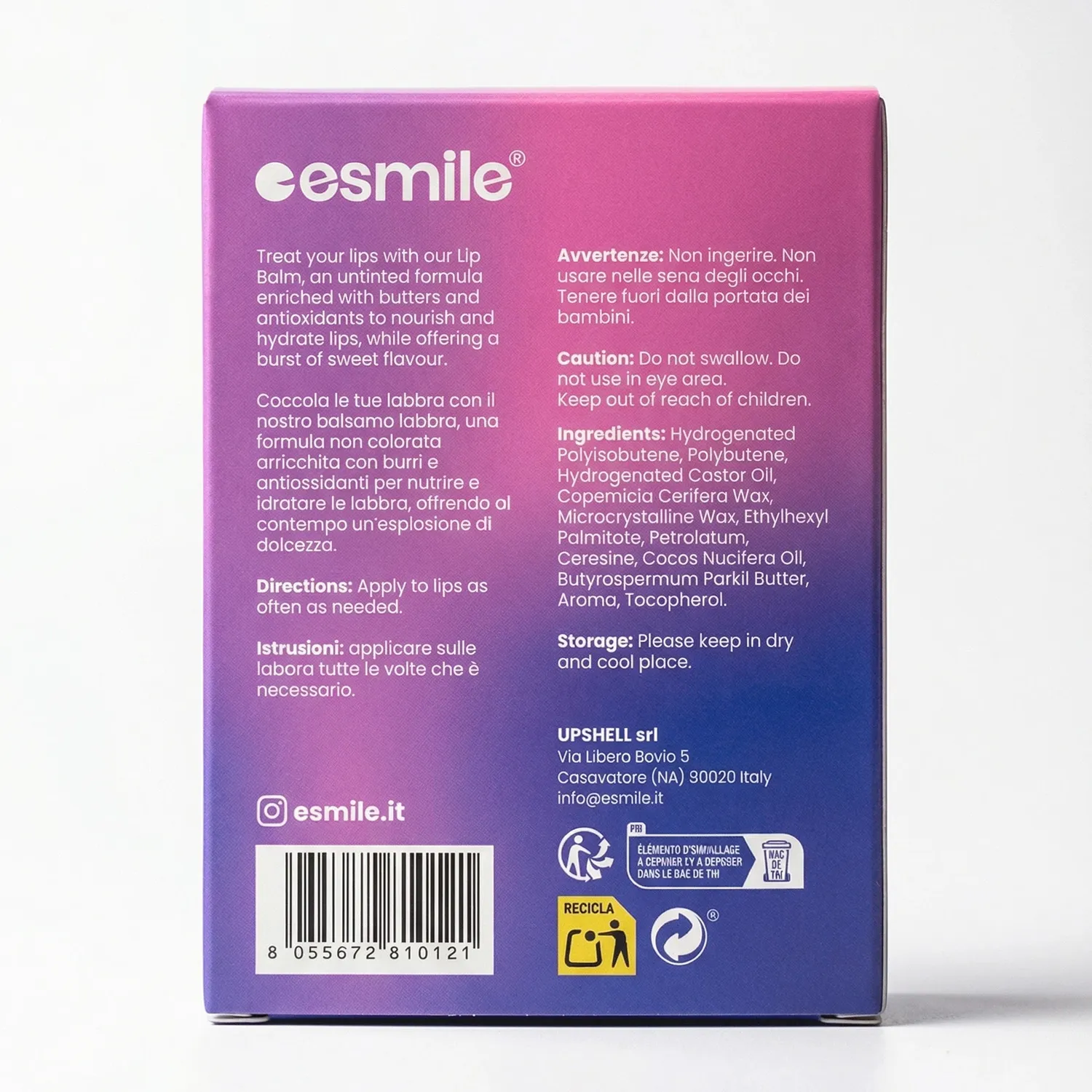 eSmile Lip Balm balsamo labbra idratante 3 pezzi fruttato