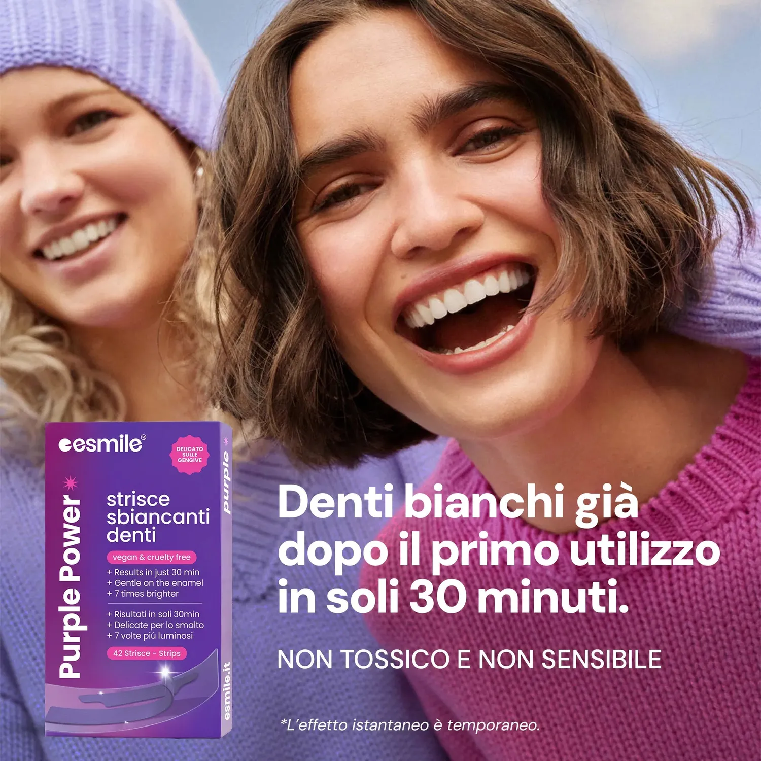 esmile strisce sbiancanti viola 28 pezzi senza perossido