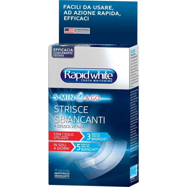 Rapid White strisce sbiancanti 16 pezzi menta senza perossido
