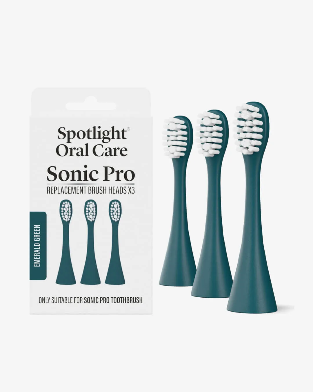 Spotlight Sonic Pro testine spazzolino verde smeraldo x3 gengive