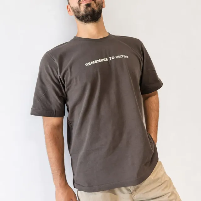 esmile Remember to esmile T-Shirt Oversize Cotone M coffee