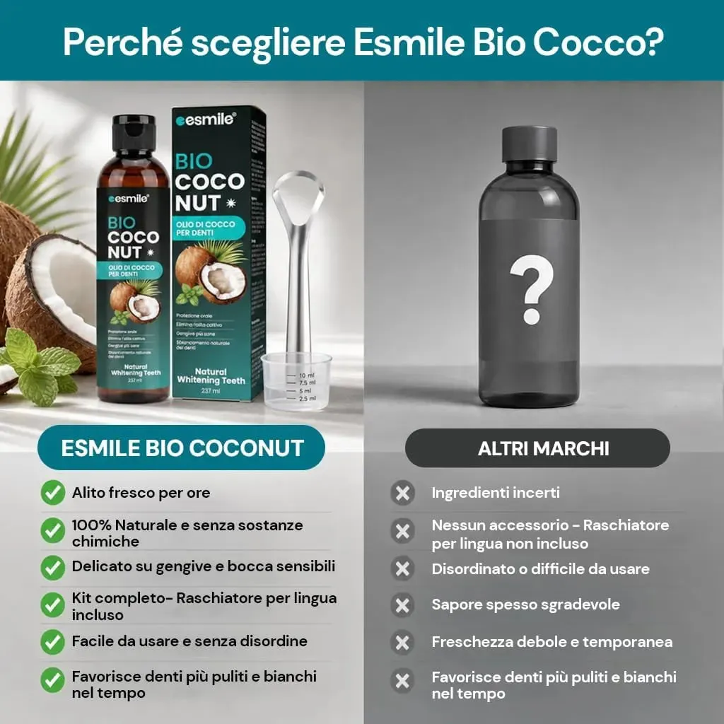 esmile Bio Coconut olio cocco denti 237 ml + pulisci lingua
