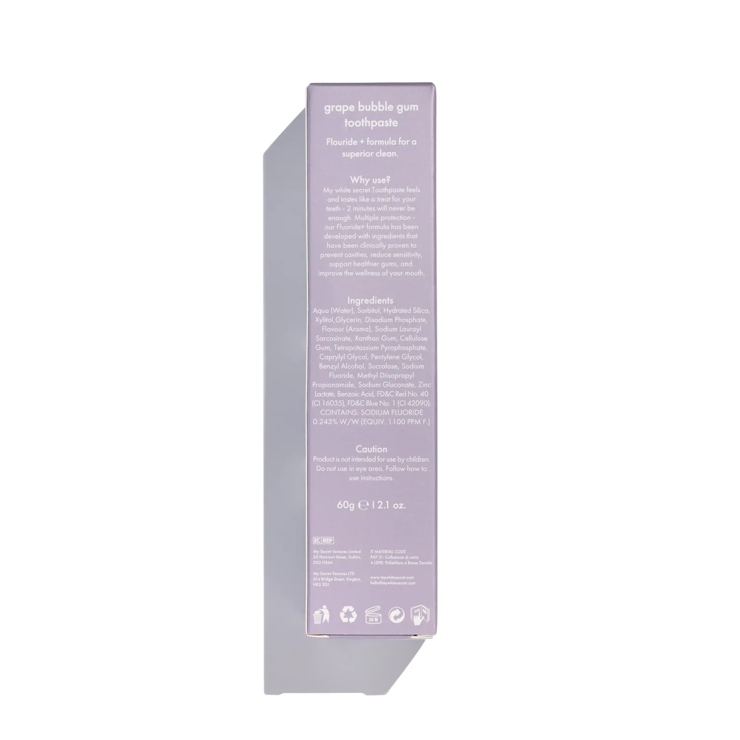 My White Secret Grape Bubblegum Toothpaste dentifricio uva