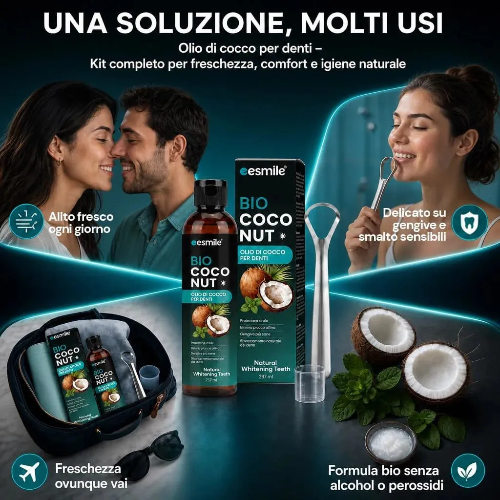 esmile Bio Coconut olio cocco denti 237 ml + pulisci lingua
