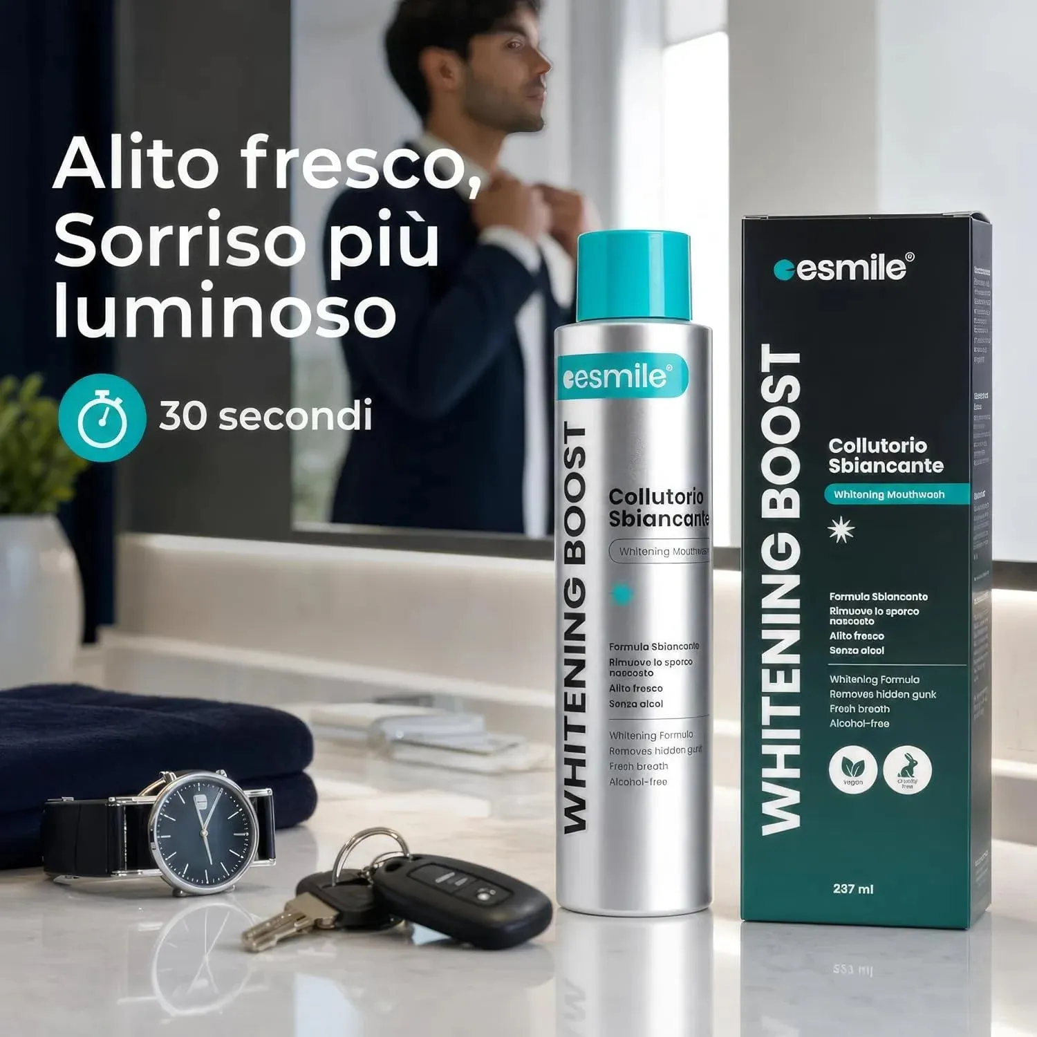 esmile Whitening Boost collutorio sbiancante 237 ml menta