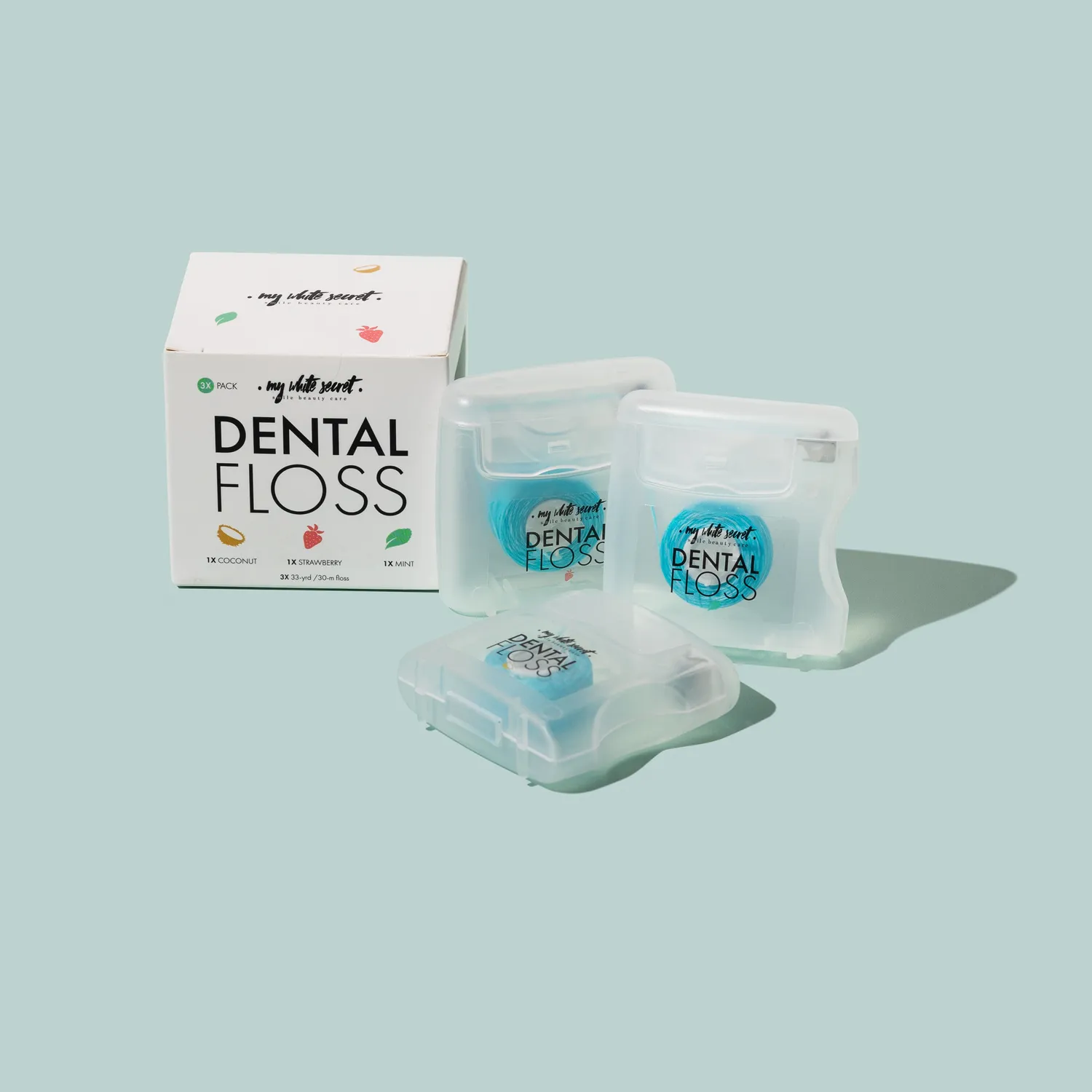 My White Secret filo interdentale 3 pezzi 3 gusti aromatizzato