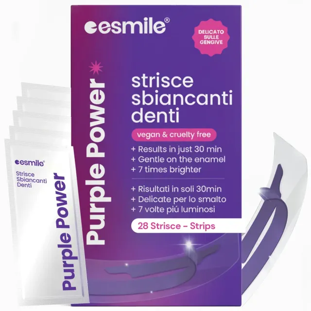 esmile strisce sbiancanti viola 28 pezzi senza perossido