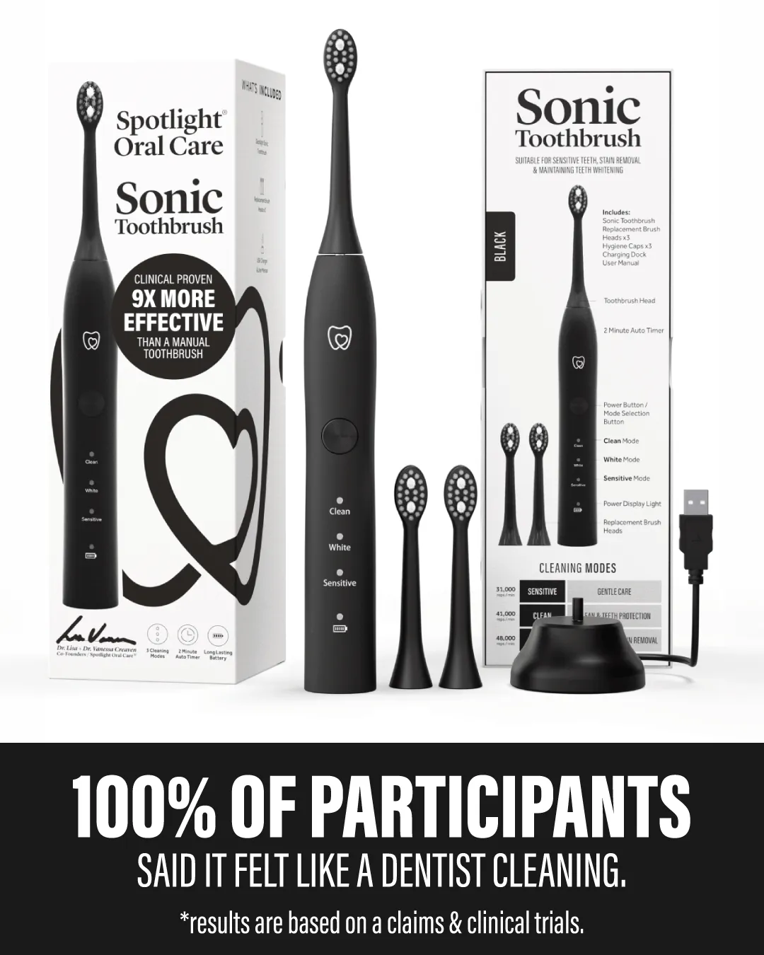 Spotlight Oral Care Sonic spazzolino elettrico nero