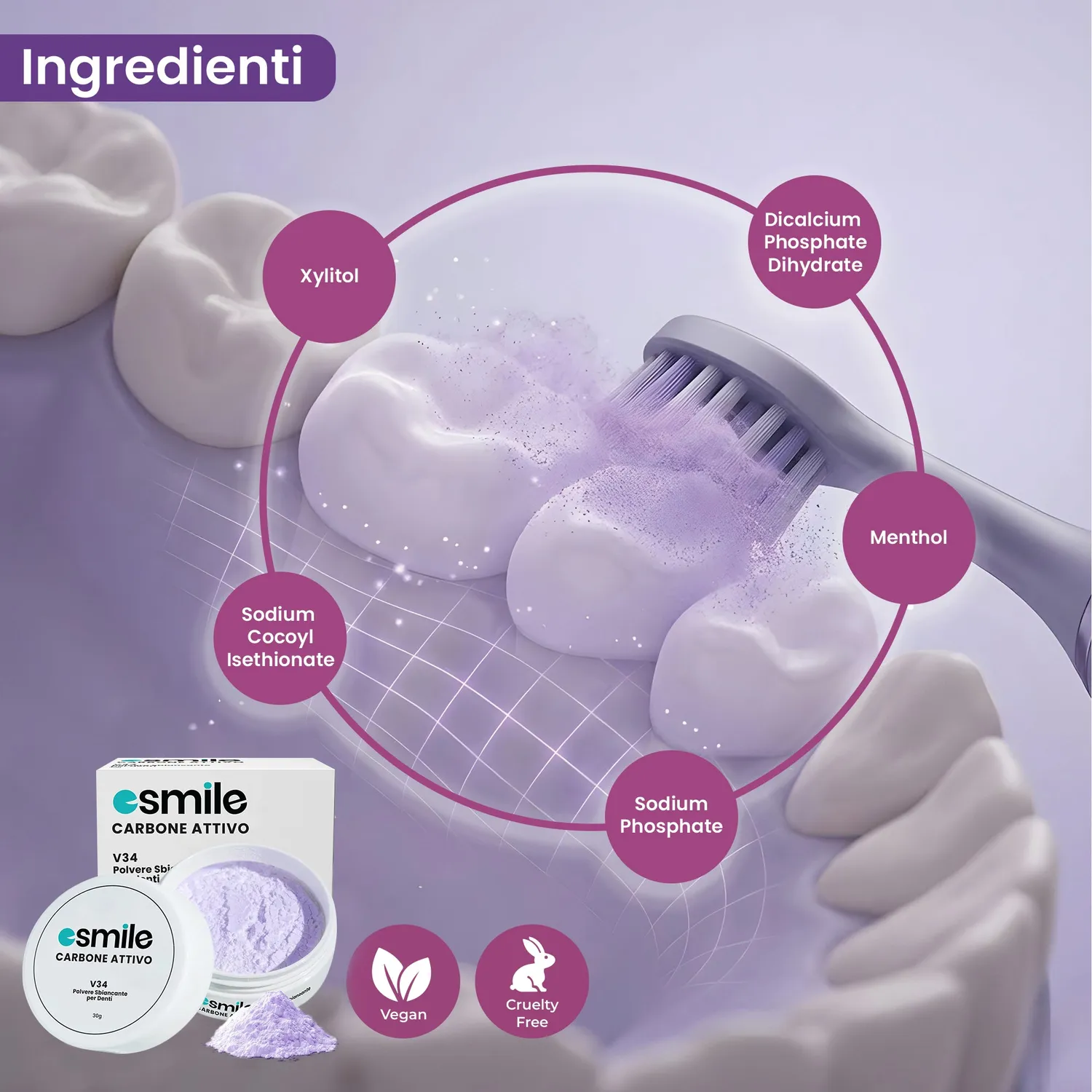 esmile carbone sbiancante viola 30 g senza perossido