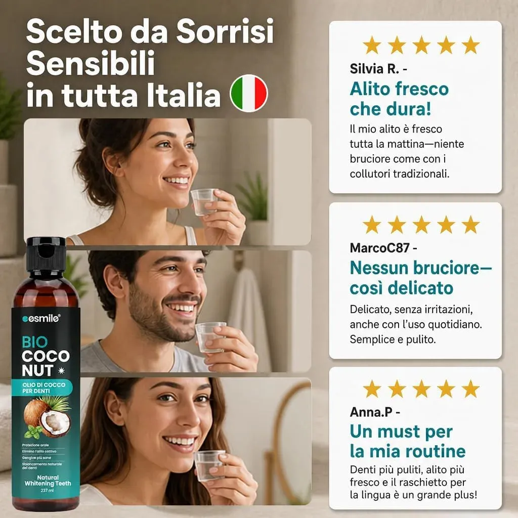 esmile Bio Coconut olio cocco denti 237 ml + pulisci lingua