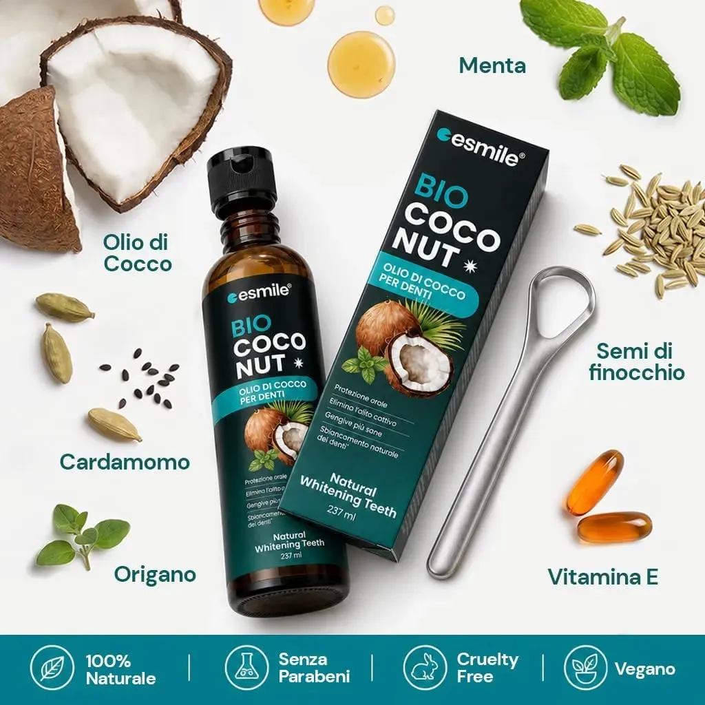esmile Bio Coconut olio cocco denti 237 ml + pulisci lingua