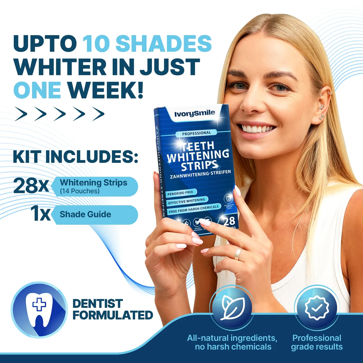 IvorySmile Natural strisce sbiancanti 28 pezzi senza perossido