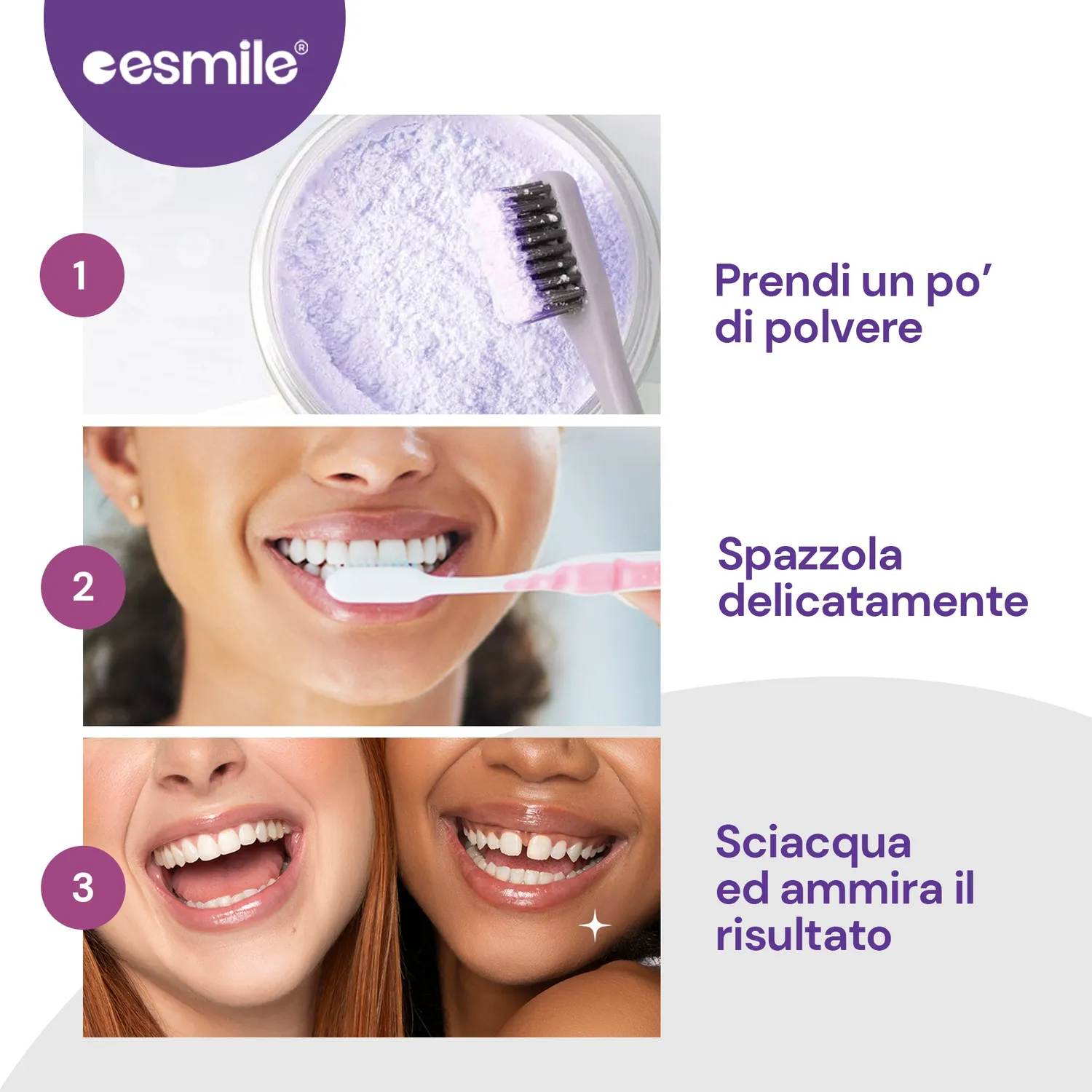 esmile carbone sbiancante viola 30 g senza perossido