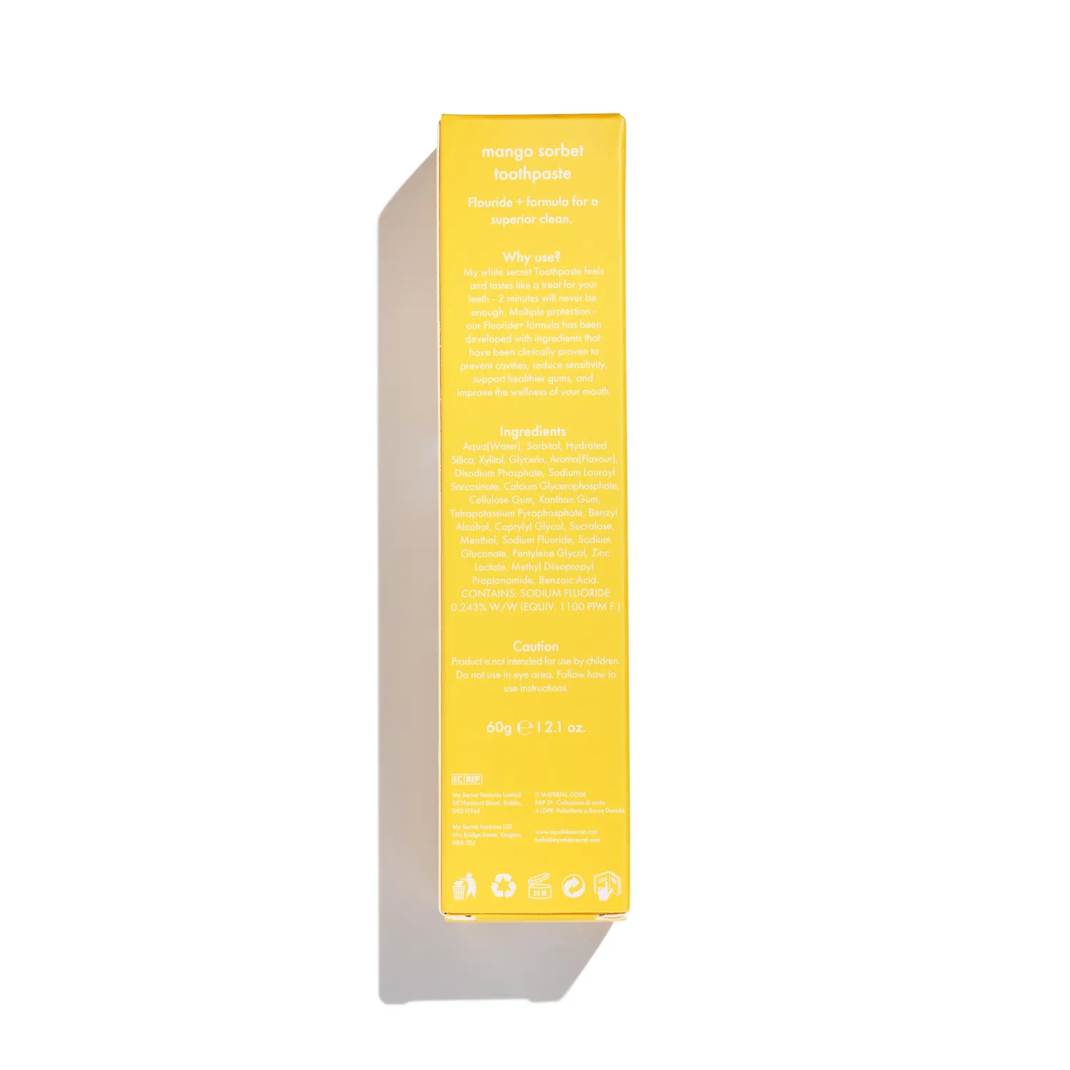 My White Secret Mango Sorbet Toothpaste dentifricio mango