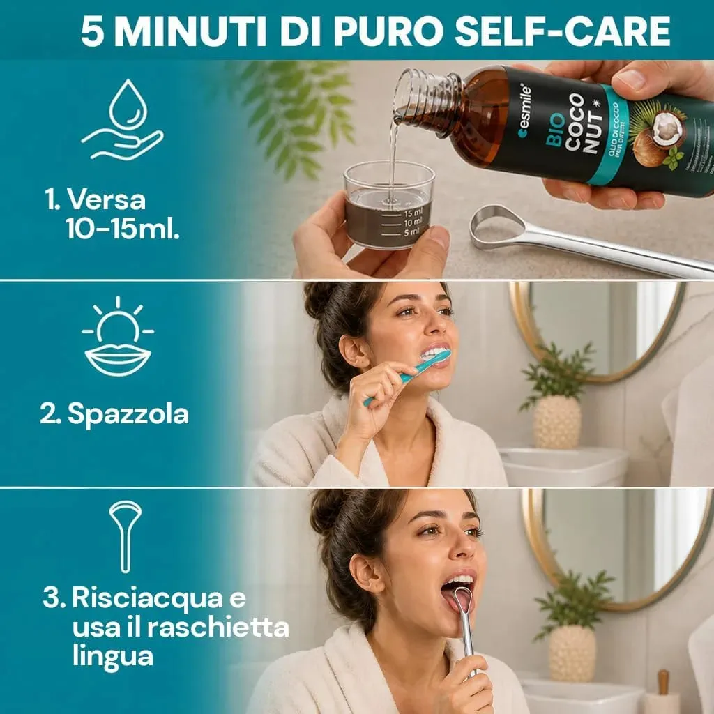 esmile Bio Coconut olio cocco denti 237 ml + pulisci lingua