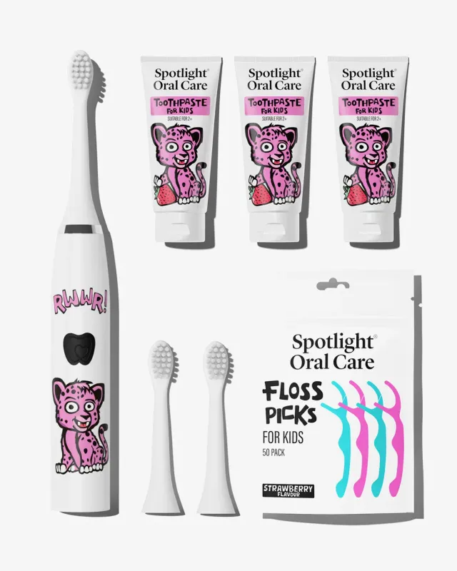 Spotlight Oral Care Cheetah Kids Bundle kit bambini