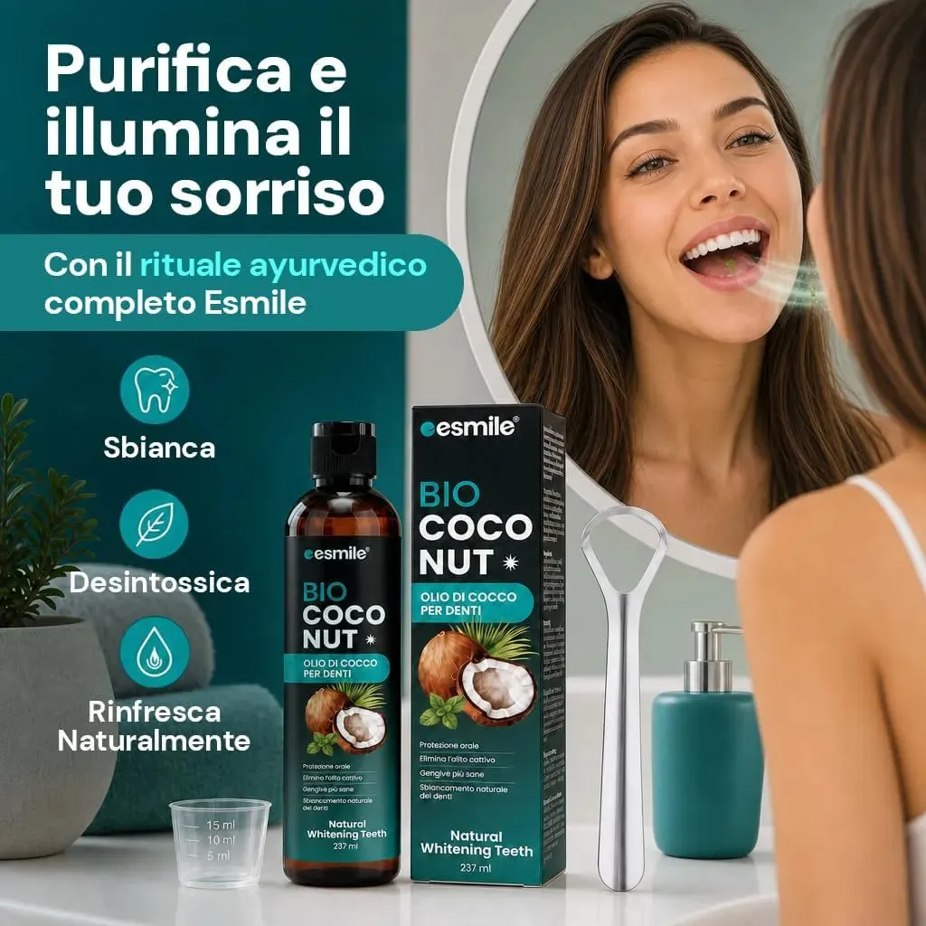 esmile Bio Coconut olio cocco denti 237 ml + pulisci lingua