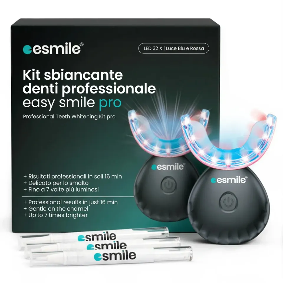 esmile Pro 32 LED kit sbiancante denti luce blu e rossa