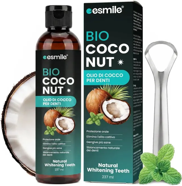esmile Bio Coconut olio cocco denti 237 ml + pulisci lingua